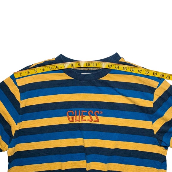 Vintage Guess | Men | 90s Crew Neck Embroidered Stripe Tee | Size Medium - Picture 3 of 10